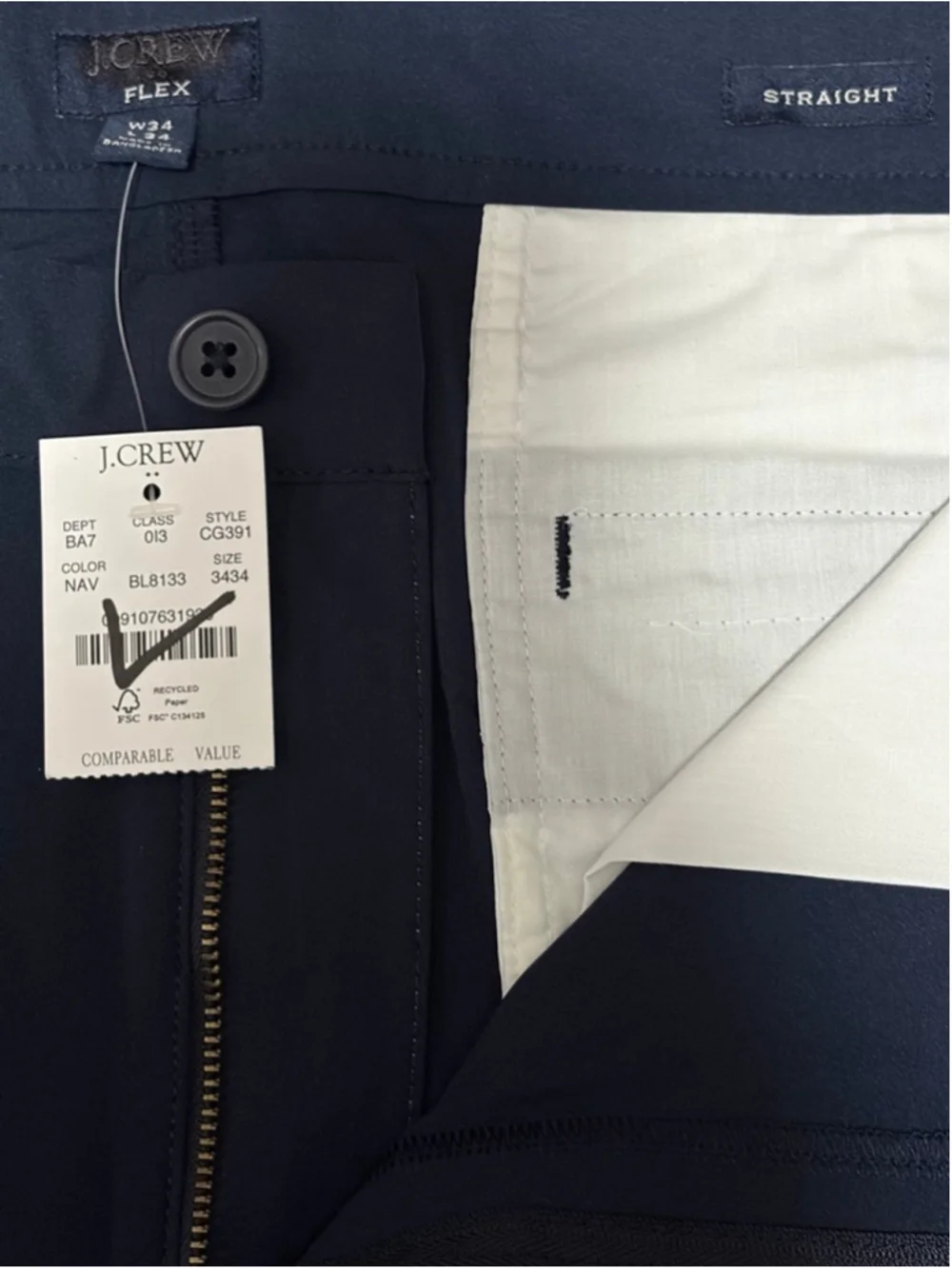 NWT J.Crew Straight-fit tech chino pant size 34x34